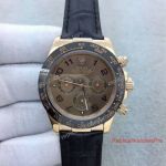 Wholesale Price Replica Rolex Cosmograph Daytona Rose Gold Brown Arabic Leather Watch